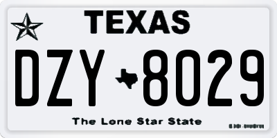 TX license plate DZY8029