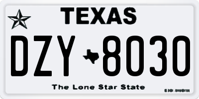 TX license plate DZY8030