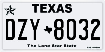 TX license plate DZY8032