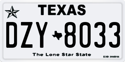 TX license plate DZY8033