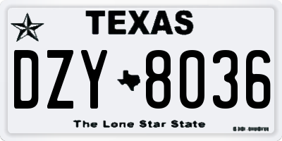 TX license plate DZY8036