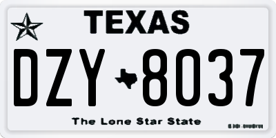 TX license plate DZY8037