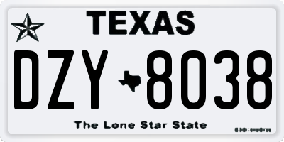 TX license plate DZY8038