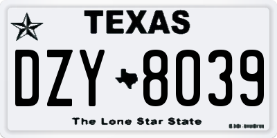 TX license plate DZY8039