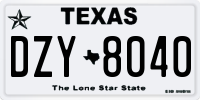 TX license plate DZY8040