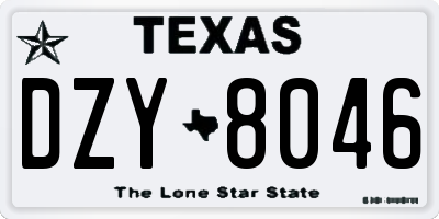 TX license plate DZY8046