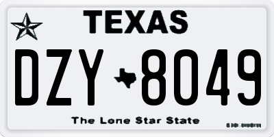 TX license plate DZY8049