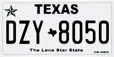 TX license plate DZY8050