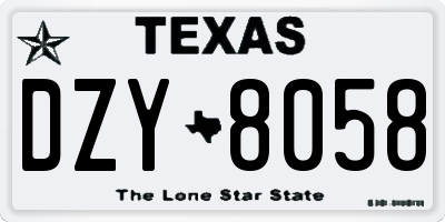 TX license plate DZY8058