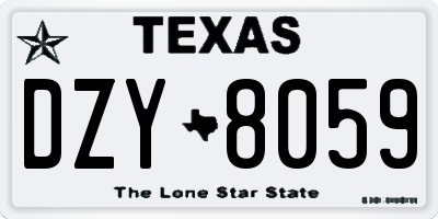 TX license plate DZY8059