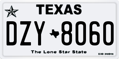 TX license plate DZY8060