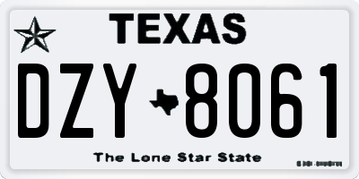 TX license plate DZY8061