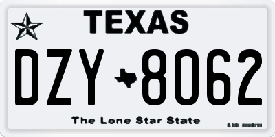 TX license plate DZY8062