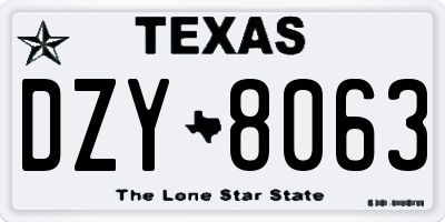 TX license plate DZY8063