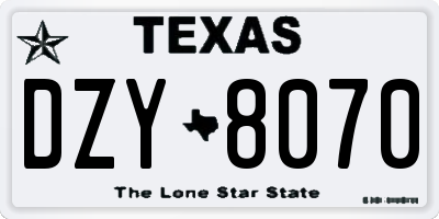 TX license plate DZY8070