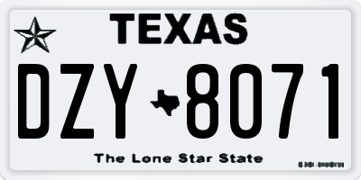 TX license plate DZY8071