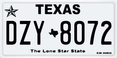 TX license plate DZY8072