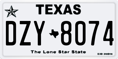 TX license plate DZY8074