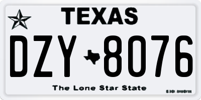 TX license plate DZY8076