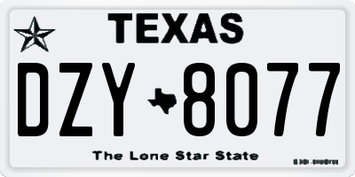 TX license plate DZY8077