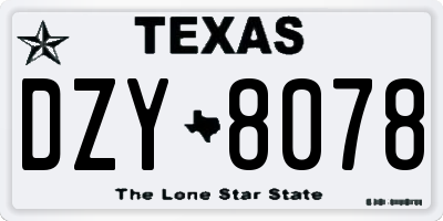 TX license plate DZY8078