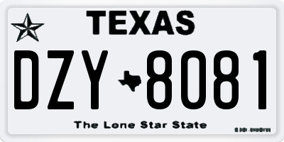 TX license plate DZY8081