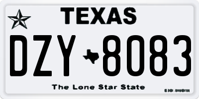 TX license plate DZY8083