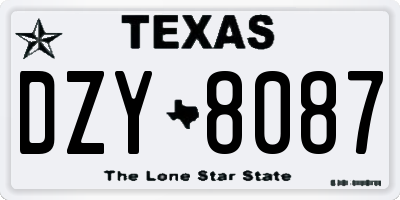 TX license plate DZY8087