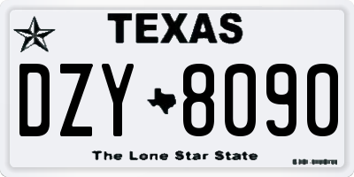 TX license plate DZY8090