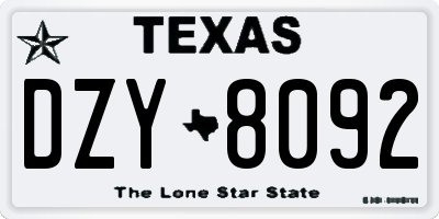 TX license plate DZY8092