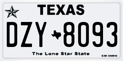 TX license plate DZY8093