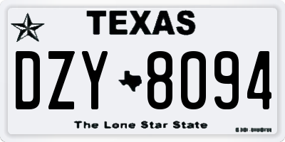 TX license plate DZY8094