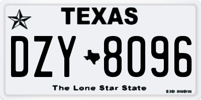 TX license plate DZY8096