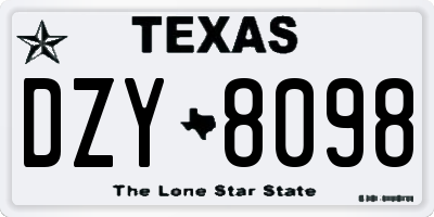 TX license plate DZY8098