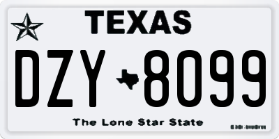 TX license plate DZY8099