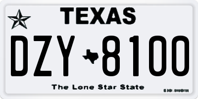 TX license plate DZY8100