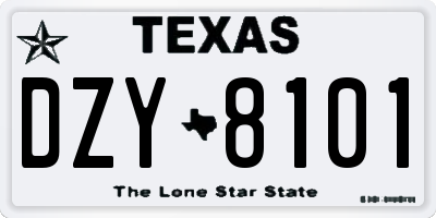 TX license plate DZY8101