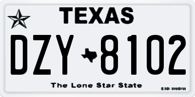 TX license plate DZY8102