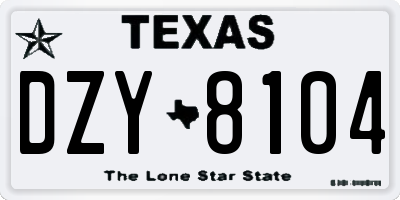 TX license plate DZY8104