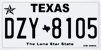 TX license plate DZY8105