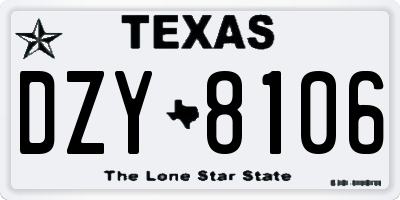 TX license plate DZY8106