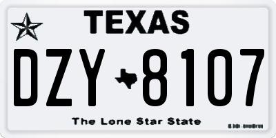 TX license plate DZY8107