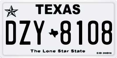 TX license plate DZY8108