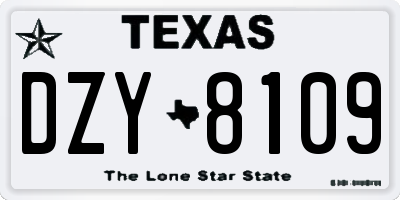 TX license plate DZY8109