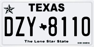 TX license plate DZY8110