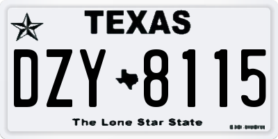 TX license plate DZY8115