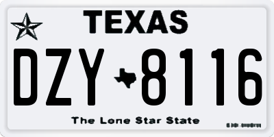 TX license plate DZY8116