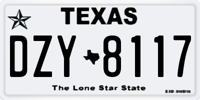 TX license plate DZY8117