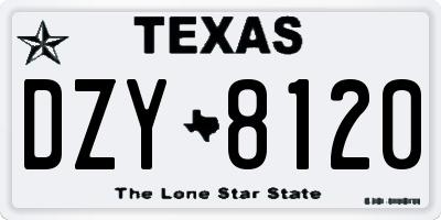 TX license plate DZY8120