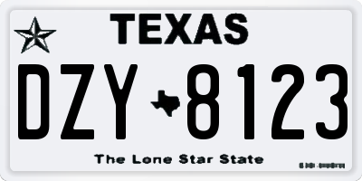 TX license plate DZY8123